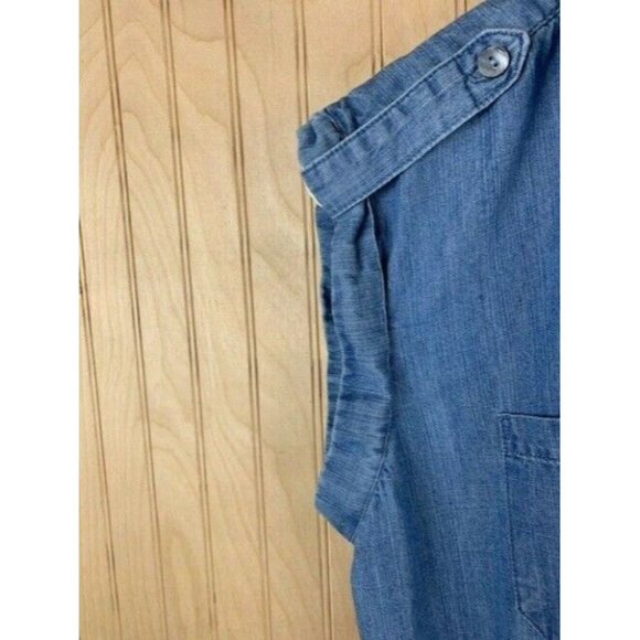 Spense Size 10 Petite Womens Crop Jumpsuit Light Wash Elastic Waist Shor… - Picture 5 of 7